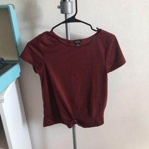 burgundy cropped shirt